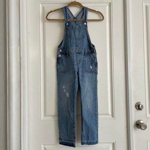 Old Navy Little Girls Youth Denim Distressed Adjustable Overalls M/8